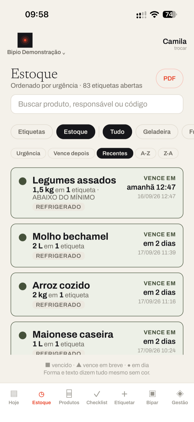 Estoque por urgência: quanto tem de cada preparo e quando vence.